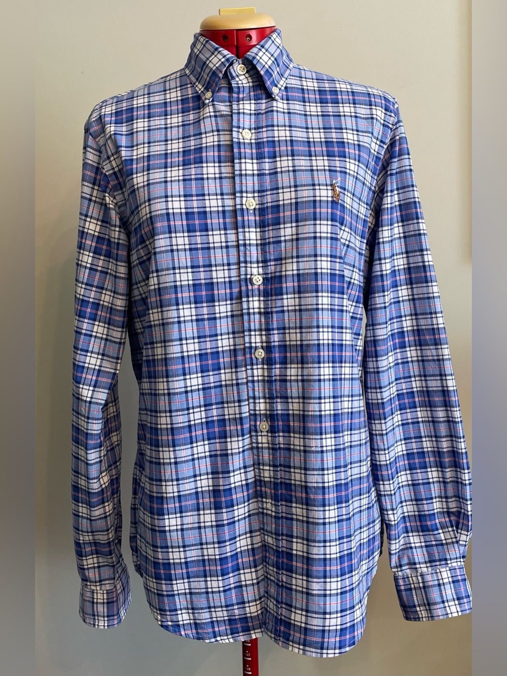 Ralph Lauren - all cotton blue plaid shirt Size Small - Picture 2 of 3